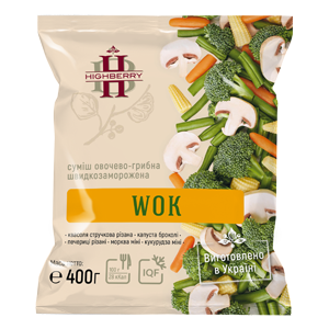 Суміш Овочево-Грибна Заморожена WOK ТМ HIGHBERRY, ТМ ХХайберрі, овочева суміш від ТМ HIGHBERRY, овочево-грибні суміші, купити овочево-грибну суміш ТМ HIGHBERRY, азіатська овочево-грибна заморожена суміш, китайська овочева суміш, суміш для китайської лапші, овочі по східному, ТОВ Хайберрі, хайберри, хайбері, квасоля стручкова різана, капуста броколі, печериці різана, морква міні, кукурудза міні, замороженная овощная смесь с грибами WOK, овощи по-восточному, китайская овощная смесь, азиатская овощная смесь